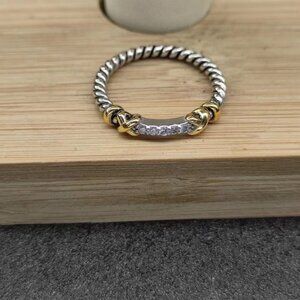 David Yurman Silver and Gold Twisted Ring Size 8